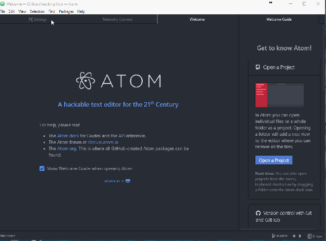 atom setup